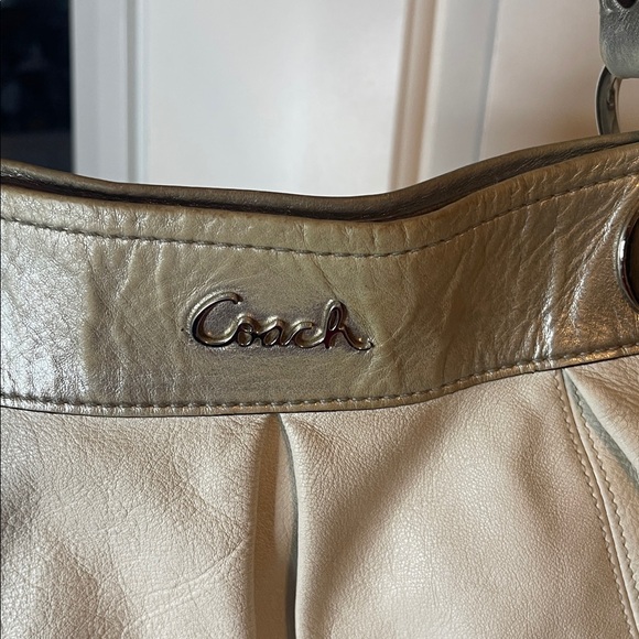 Coach Metallic Silver and Cream Shoulder Bag, Rehab purse - Picture 3 of 5